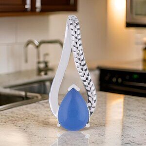 Handmade Blue Chalcedony Pear Shaped Sterling Silver Pendant